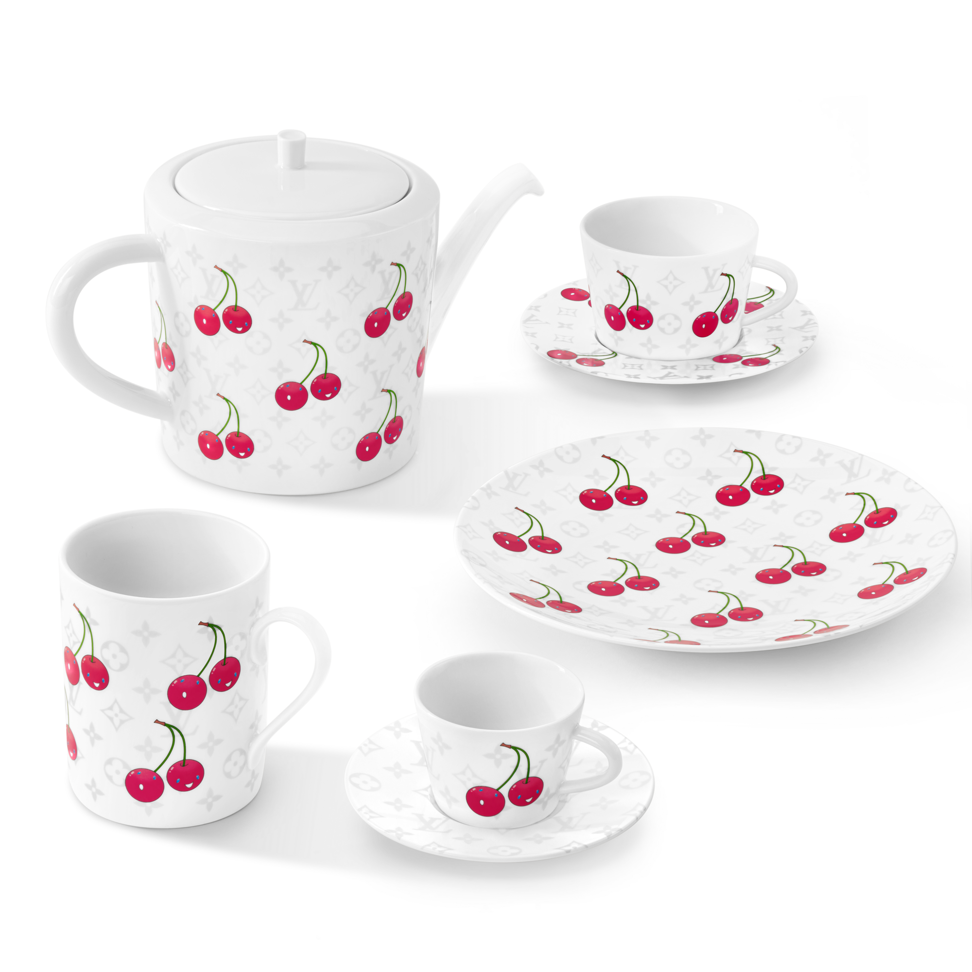 LV x TM Set of 2 Teacups and Saucers Monogram Cerises - Trunks